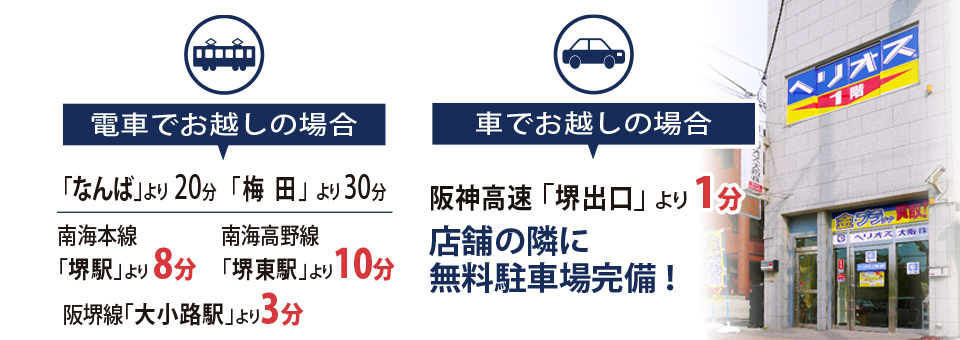 06ヘリオス大阪 アクセス/電車・クルマでお越しの場合